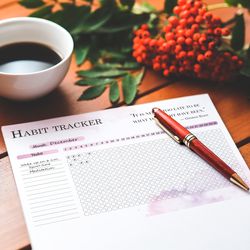 habit tracker printable pdf planner instant download monthly habit tracker daily checklist tracker digital tracker