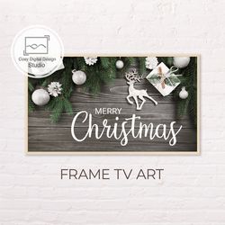 Samsung Frame TV Art | 4k Merry Christmas Wood Lettering Decor Art for Frame TV | Digital Art Frame TV