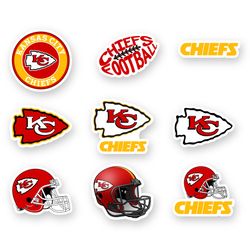 Kansas City Chiefs Stickers Set of 9 by 2 in Die Cut Vinyl NFL Window Truck Car