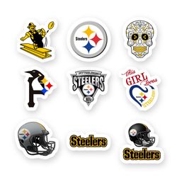 Pittsburgh Steelers Set of 9 Stickers by 2 inches each Die Cut Vinyl Decal Truck