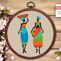 African Woman Cross Stitch Pattern, African Cross Stitch Pattern, Folklore Cross Stitch Pattern, African Motifs Patterns