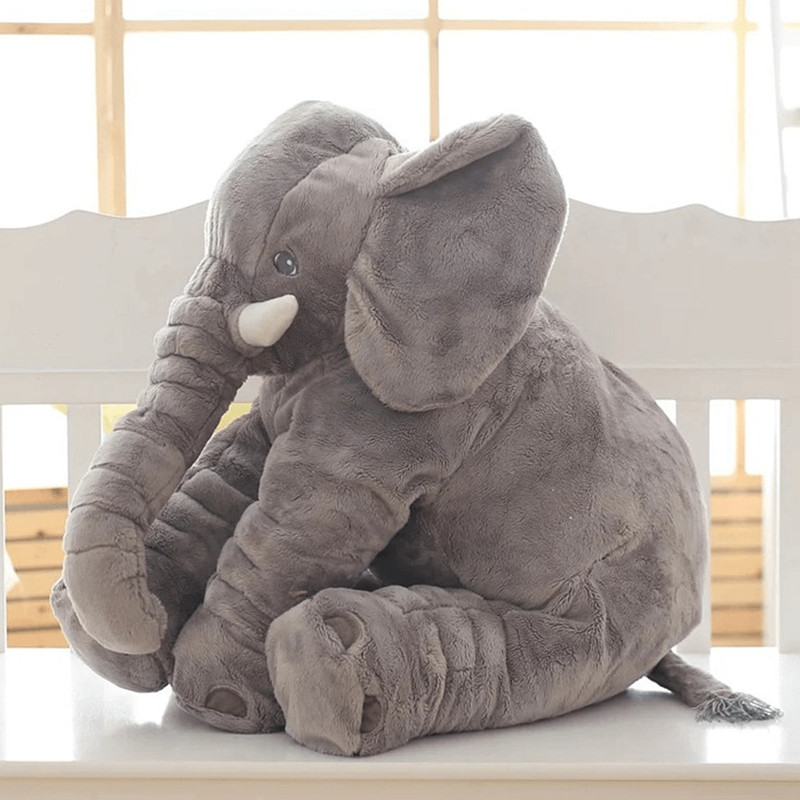 Plush Elephant Pillow Gray 3