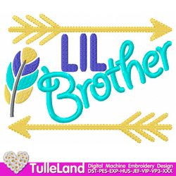 Lil brother  Big brother  feather & arrows  little bro sibling Design for Machine Embroidery