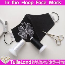 In The Hoop Face Mask Breathing mask Face Mask Women Face mask with butterfly Machine embroidery design