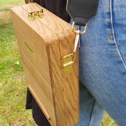 Messenger Wood Box, multi-function artist/sketching/writer's bag, wood bag