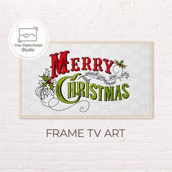 samsung frame tv art | 4k merry christmas vintage lettering decor art for frame tv | digital art frame tv