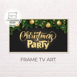 Samsung Frame TV Art | 4k Merry Christmas Party Gold Sparkling Lettering Decor Art for Frame TV | Digital Art Frame TV