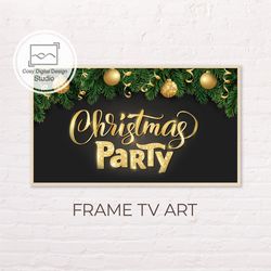 samsung frame tv art | 4k merry christmas party gold sparkling lettering decor art for frame tv | digital art frame tv