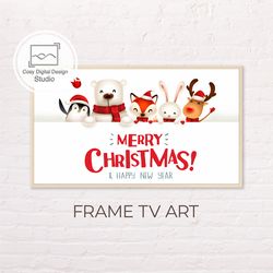 Samsung Frame TV Art | 4k Winter Christmas Cartoon Animals Art for Frame TV | Digital Art Frame TV | Merry Christmas