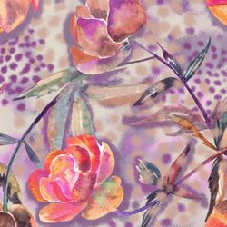 watercolor flowers and digital drawing. seamless pattern.