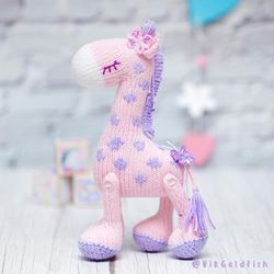 Knitted Toys Pattern - Knitted Sleeping Giraffe - Amigurumi Giraffe