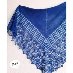 Lace Edge Garter Stitch Shawl Knitting Pattern 2 Color Zigzag Triangle Shawl Wrap