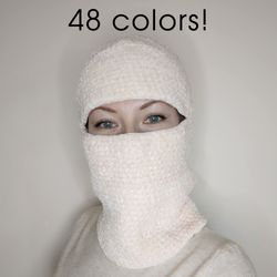 48 colors! Crochet balaclava ski mask Fluffy balaclava face mask Balaclava hand knit Trendy balaclava for teens