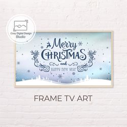Samsung Frame TV Art | 4k Merry Christmas Snow Lettering Decor Art for Frame TV | Digital Art Frame TV