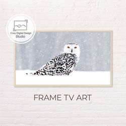 samsung frame tv art | 4k winter white owl snowy forest background art for frame tv | digital art frame tv