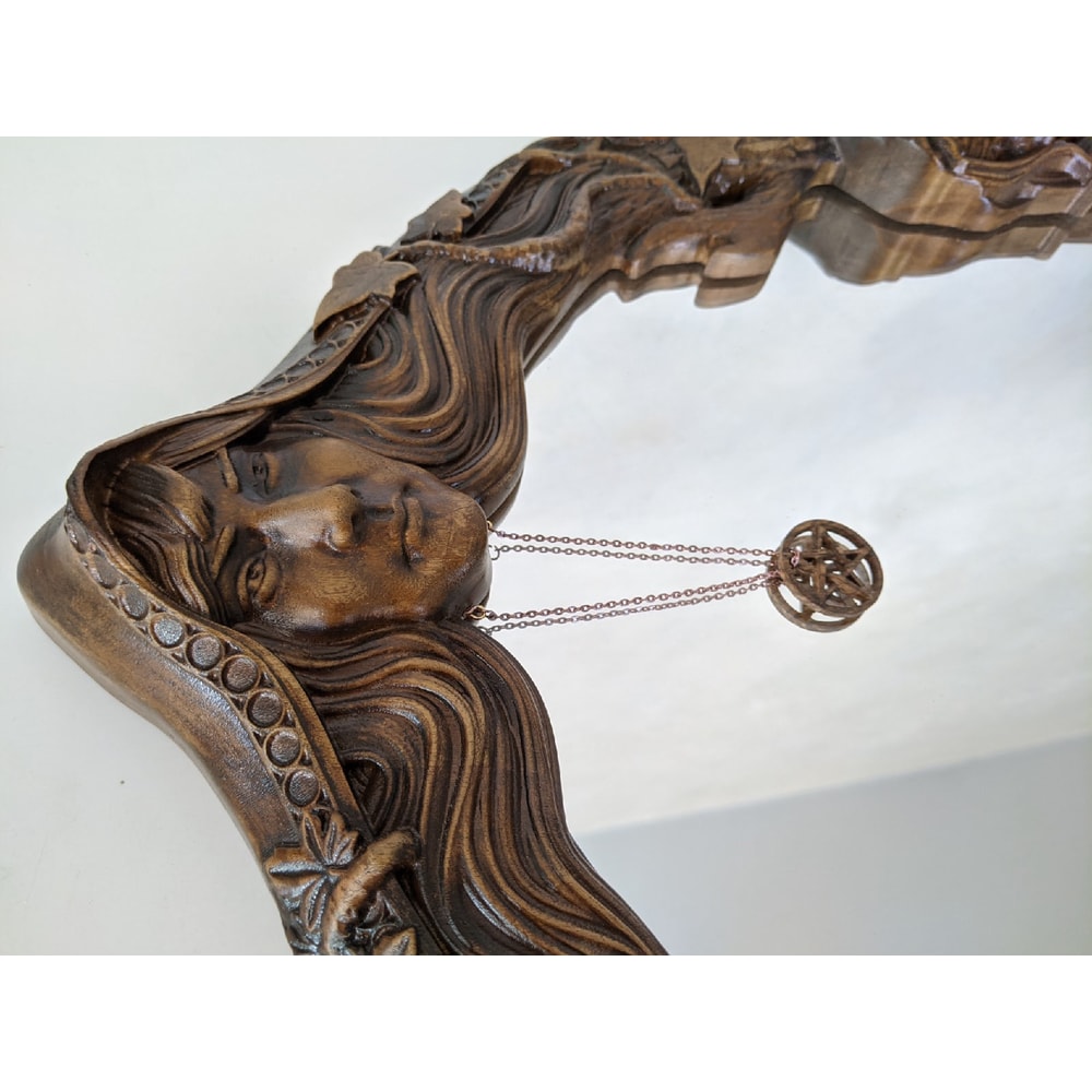 Magic mirror Scrying Mirror, Wall Mirror Carved On Wood, Witch Altar Tile, Black mirror5.jpg