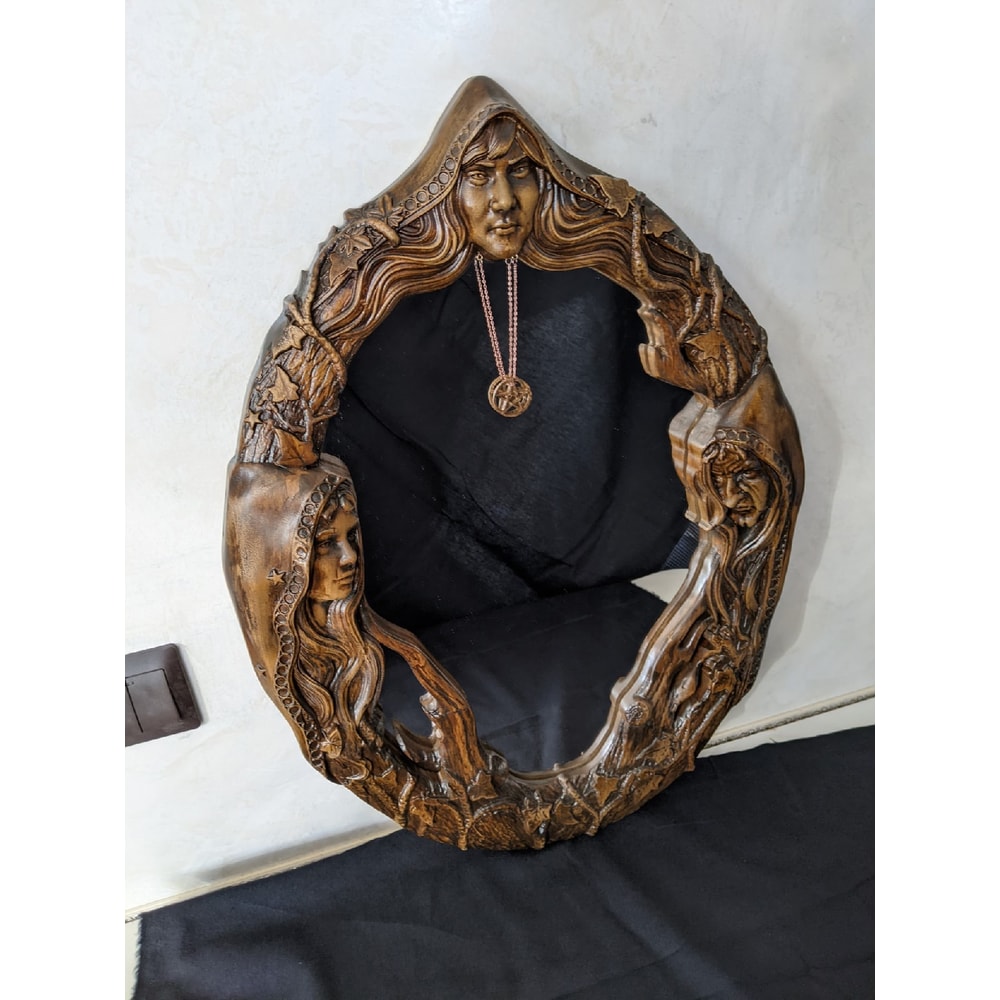 Magic mirror Scrying Mirror, Wall Mirror Carved On Wood, Witch Altar Tile, Black mirror7.jpg