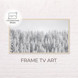 samsung frame tv art | 4k snowy white winter pine forest landscape art for frame tv | digital art frame tv