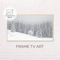 Samsung Frame TV Art | 4k Snowy White Winter Pine Forest Landscape Art for Frame TV | Digital Art Frame TV