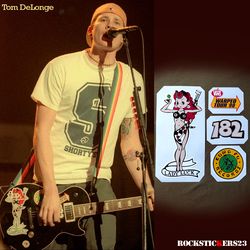 Tom DeLonge guitar stickers Les Paul decal Lady Luck, Kung Fu records, Vans warped tour 98, Blink-182