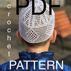 mens short kufi cap crochet - pdf pattern