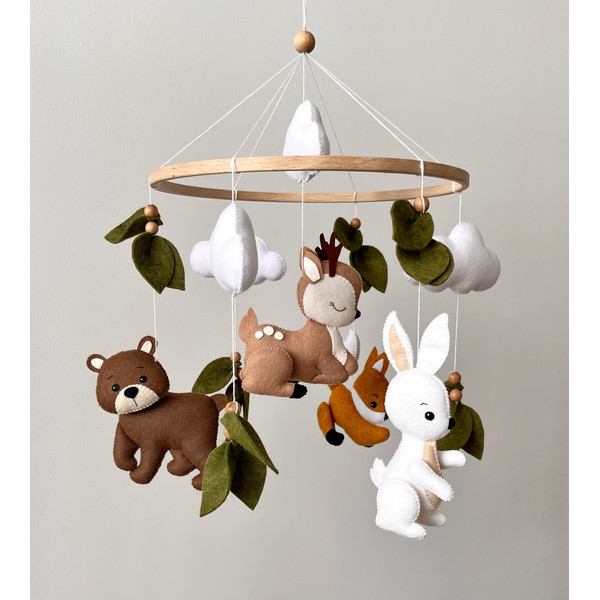 baby mobile with woodland animals