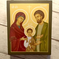 Holy Family | Hand painted icon | Travel size icon | Orthodox icon for travellers | Small Orthodox icons