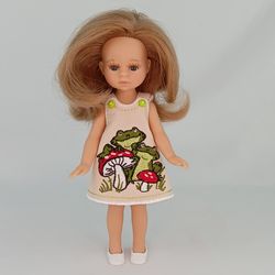 The doll's embroidered dress "two frogs" is suitable for dolls Heartstrings , Paola Reina mini, Kruselings