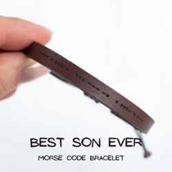 BEST SON EVER morse code bracelet, gift from mother, son bracelet, leather bracelet, birthday gift for son, Christmas gi
