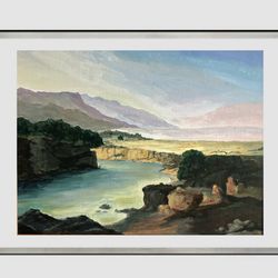 Holy land wall art modern artwork landscape 12 by 16 inches original acrylic painting hand painted