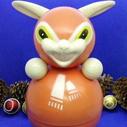 Vintage Soviet Toy Roly Poly Rabbit. Rare Musical Toy Angry Hare