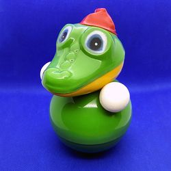 Vintage Soviet Toy Roly Poly Crocodile Gena. Musical Russian Doll