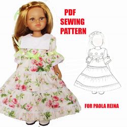 Sewing pattern and instruction for Paola Reina doll 32 cm/13", dress for doll, doll clothes, Paola Reina dress