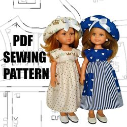 Sewing pattern and instruction for Paola Reina doll, dress and hat for doll, doll clothes, Paola Reina dress