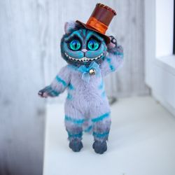 cheshire cat art doll poseable ooak art toy