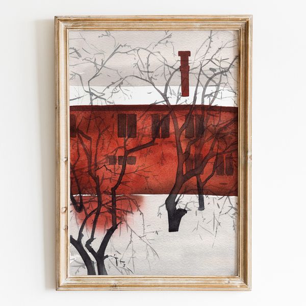 Winter-watercolor-painting-landscape-burnt-orange-art-2.jpg