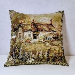 Tapestry Cushion. Vintage Tapestry Cushion Cover. Square Pillow