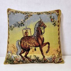 Antique Tapestry Cushion Cover. Square Throw Pillow. Decor USSR