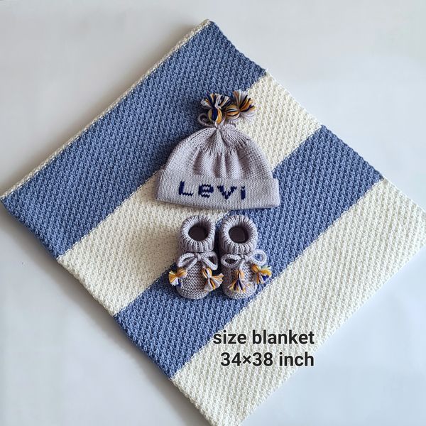 Blue-white-baby-boy-blanket-personalized-hospital-newborn-boy-hat-baby-booties-10