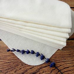 Reusable family cloth wipes of white cotton flannel. Reuse unpaper towels set. Cloth baby wipes. Zero waste napkins