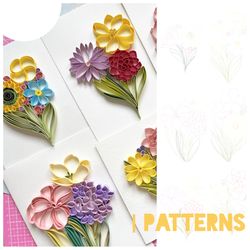 Patterns of paper bouquets - Templates for quilling - Floral paper art - Templates