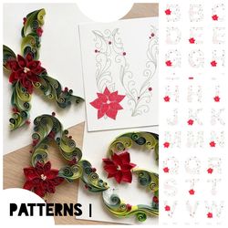 TEMPLATES of Christmas Letters - Set of patterns -  26 Templates of English alphabet to make in quilling