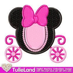 Mouse baby carriage Mouse princess carriage Mouse princess dress Birthday mouse Design applique for Machine Embroidery