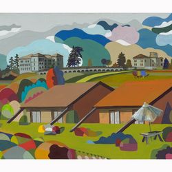 tuscany painting landscape art italy artwork geometric art