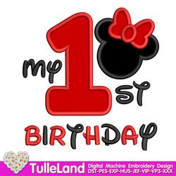 2nd Birthday  I'm Twodles  Miss Red Mouse two year old Personalized Minnie Design applique for Machine Embroidery