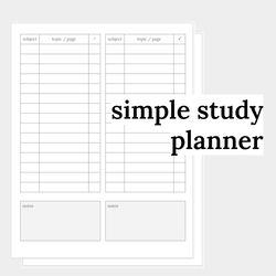 Simple study planner printable