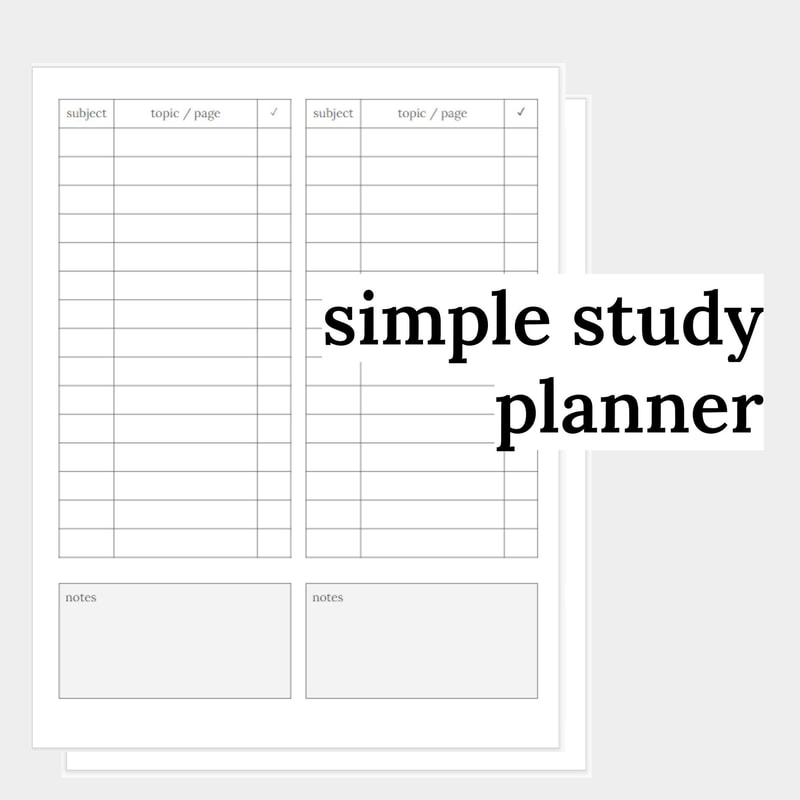 Study Chart Small Simple study planner printable | Inspire Uplift
