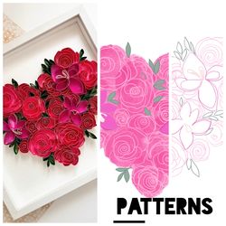 Quilling floral heart - Printable pattern for Quilling - DIY - Template