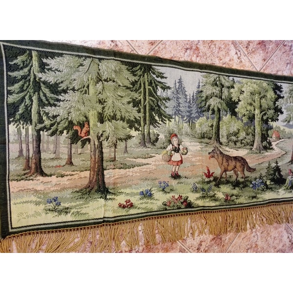 Soviet Wall Rug Vintage Wall Carpet Little Red Riding Hood & Wolf | Inspire Uplift