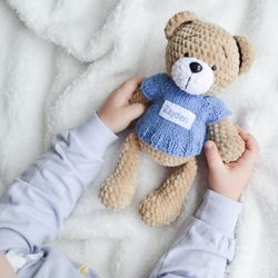 Personalized teddy bear for newborn baby boy or girl, teddy bear toy, handmade teddies, stuffed teddy bear